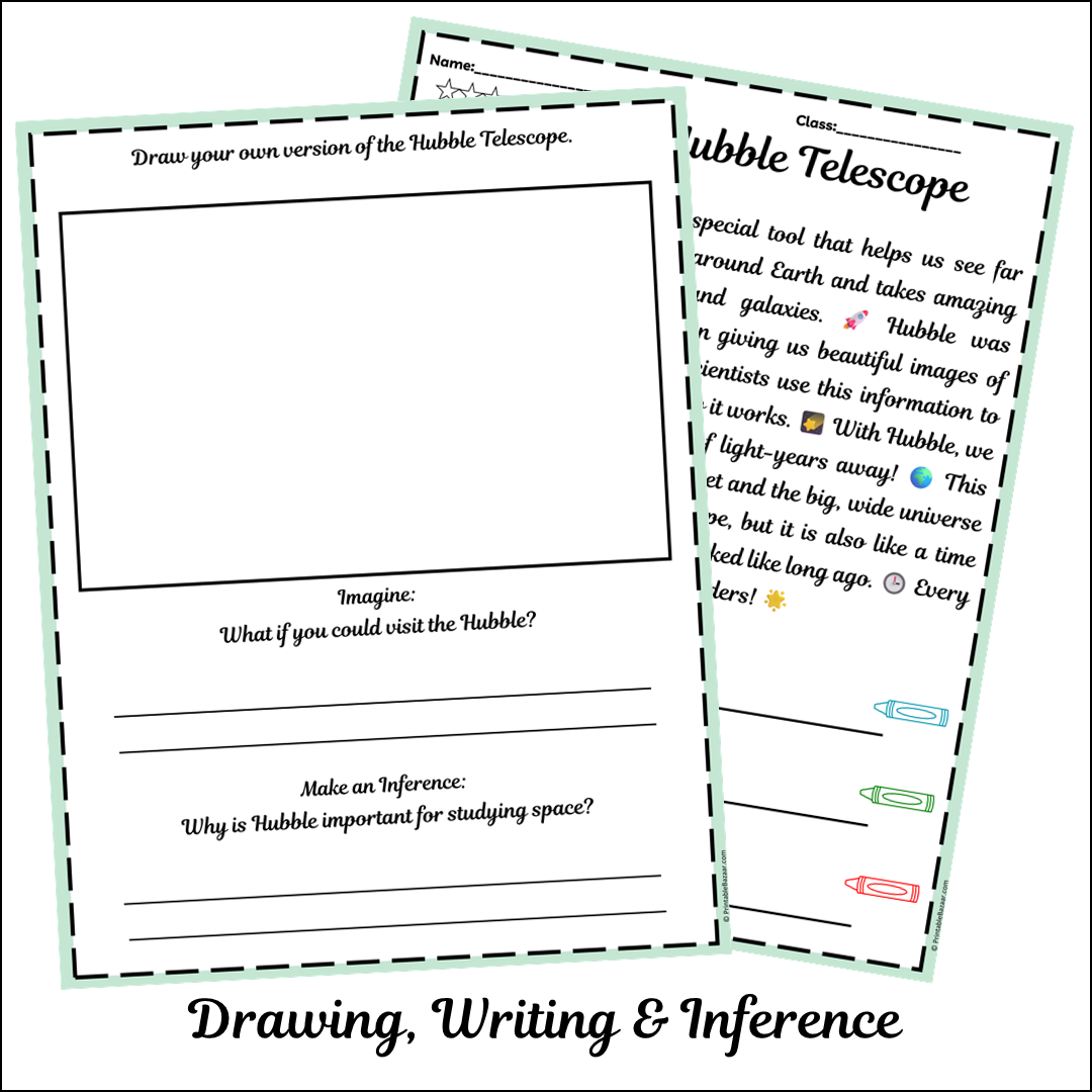 The Hubble Telescope | Short Reading Comprehension Creative Worksheet