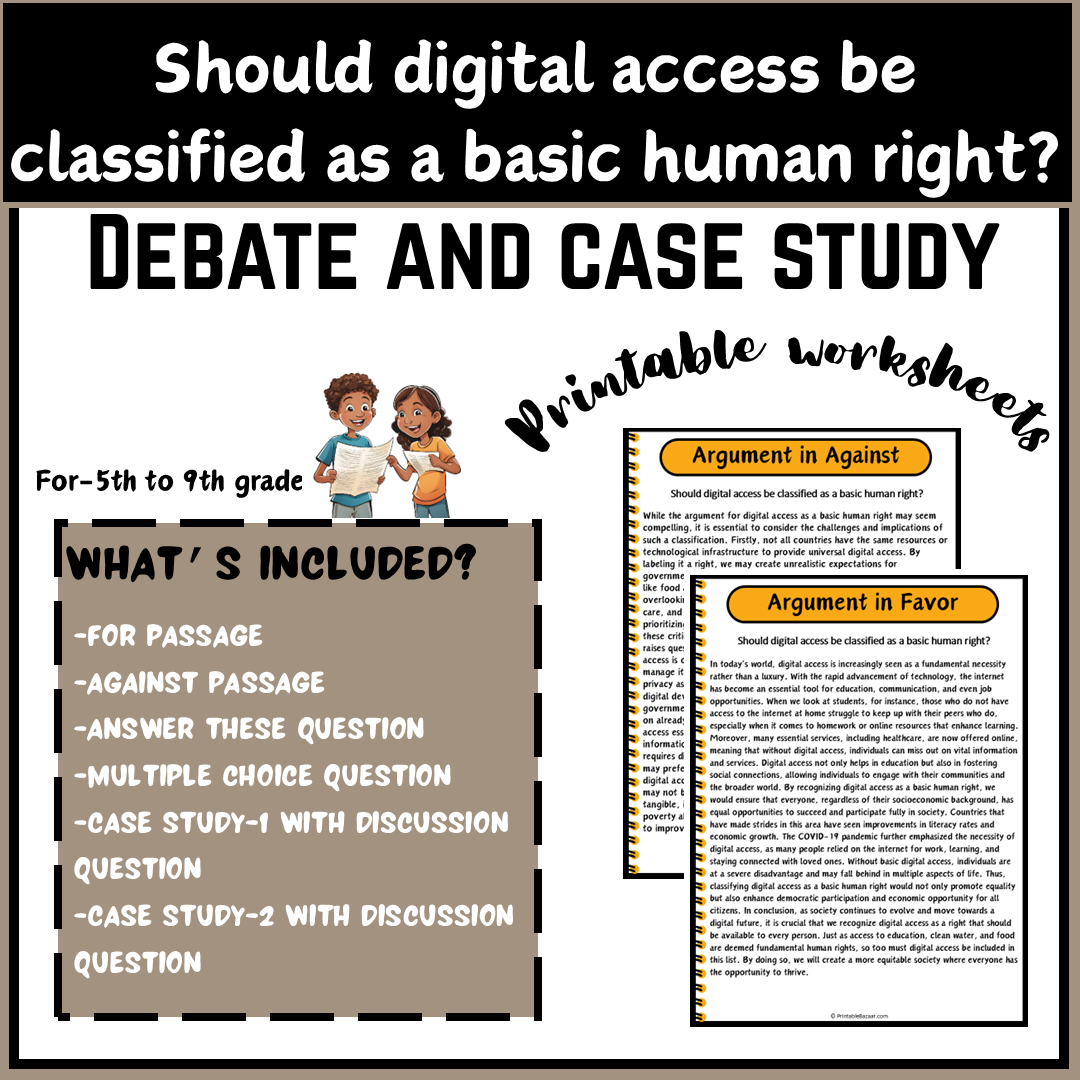 Should digital access be classified as a basic human right? | Debate Case Study Worksheet