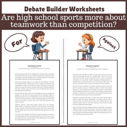 Are high school sports more about teamwork than competition? | Favour and Against Worksheet Printable Activity