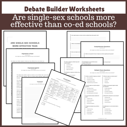 Are single-sex schools more effective than co-ed schools? | Favour and Against Worksheet Printable Activity