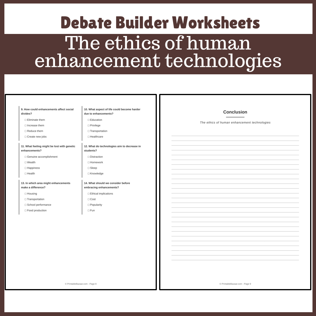 The ethics of human enhancement technologies | Favour and Against Worksheet Printable Activity