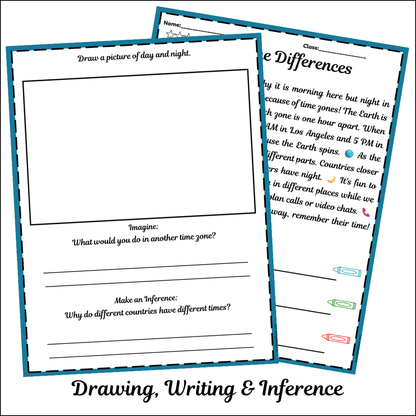 Time Differences | Short Reading Comprehension Creative Worksheet