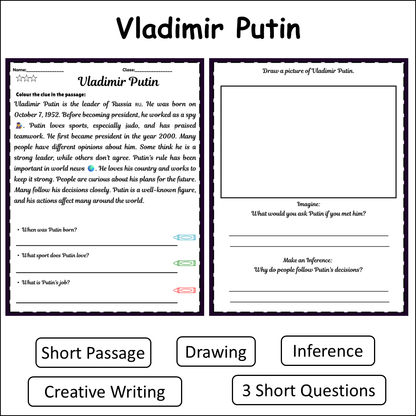 Vladimir Putin | Short Reading Comprehension Creative Worksheet