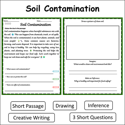 Soil Contamination | Short Reading Comprehension Creative Worksheet