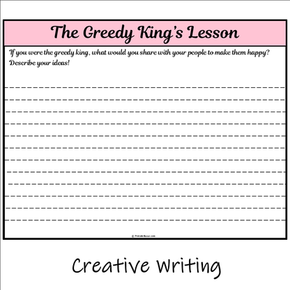 The Greedy King’s Lesson | Main Idea and Supporting Details Reading Passage and Questions