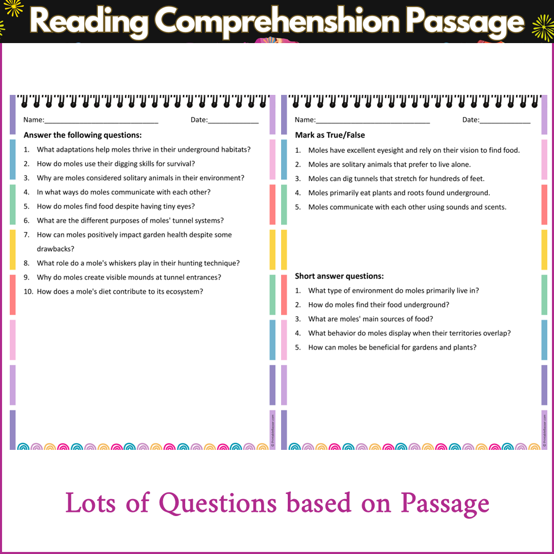 Behavior of Moles | Reading Comprehension Passage and Questions