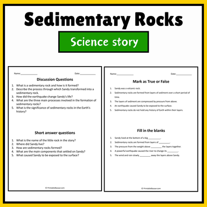 Sedimentary Rocks | Science Story Reading Comprehension Activity