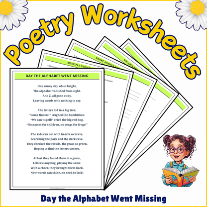 Day the Alphabet Went Missing | Poem Grammar Worksheet Printable Activity