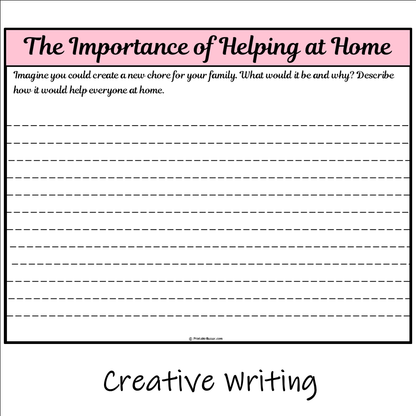 The Importance of Helping at Home | Main Idea and Supporting Details Reading Passage and Questions