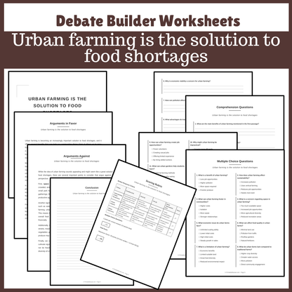 Urban farming is the solution to food shortages | Favour and Against Worksheet Printable Activity