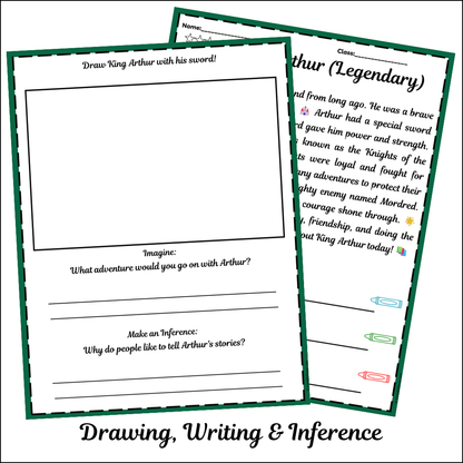 King Arthur (Legendary) | Short Reading Comprehension Creative Worksheet