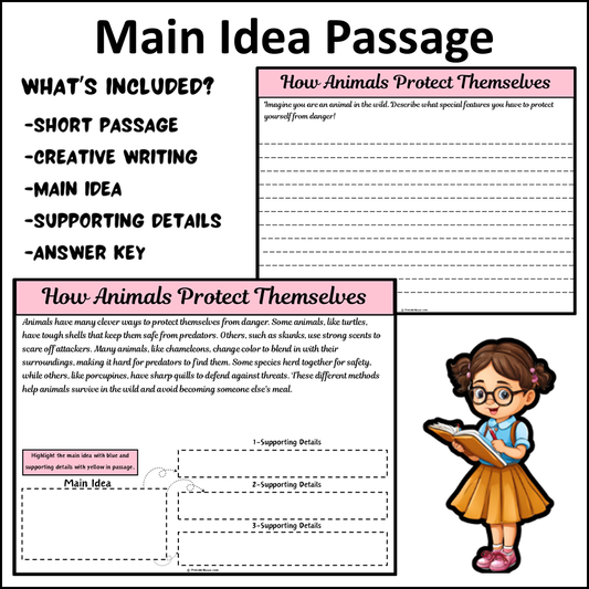 How Animals Protect Themselves | Main Idea and Supporting Details Reading Passage and Questions