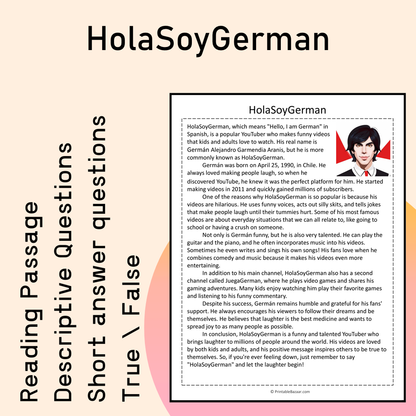 HolaSoyGerman | Reading Comprehension Passage Printable Activity
