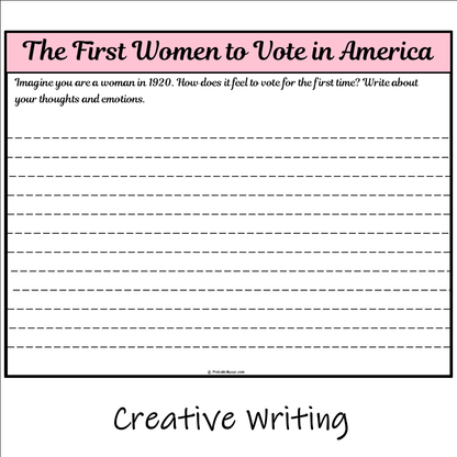 The First Women to Vote in America | Main Idea and Supporting Details Reading Passage and Questions