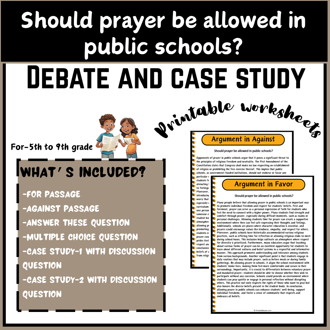 Should prayer be allowed in public schools? | Debate Case Study Worksheet