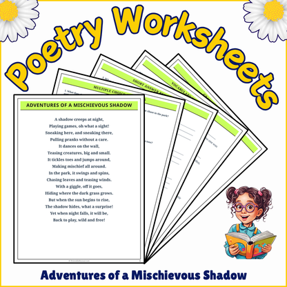 Adventures of a Mischievous Shadow | Poem Grammar Worksheet Printable Activity