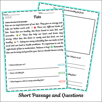 Fats | Short Reading Comprehension Creative Worksheet