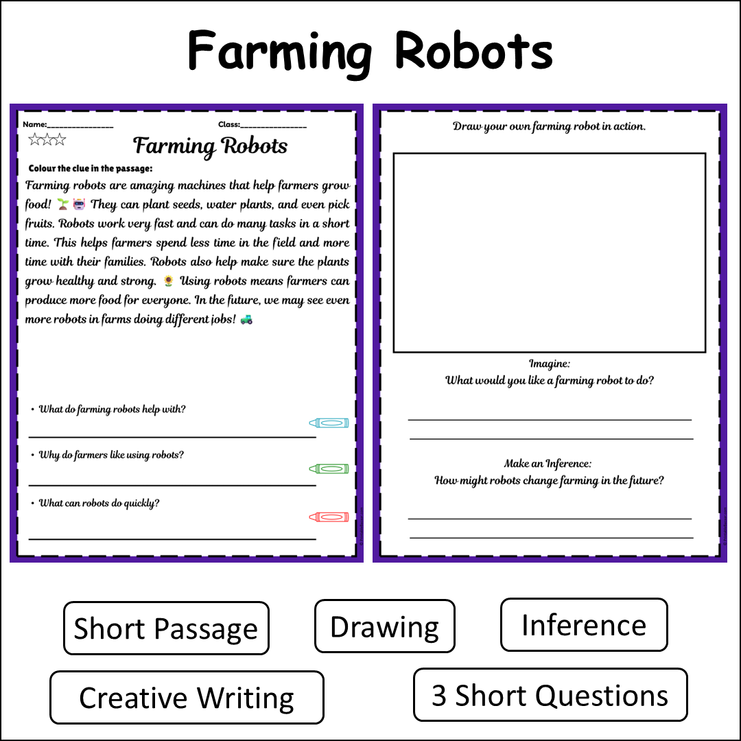 Farming Robots | Short Reading Comprehension Creative Worksheet