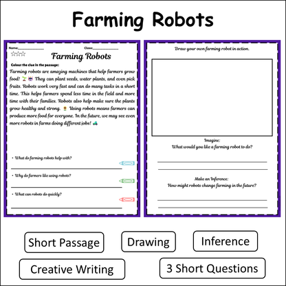 Farming Robots | Short Reading Comprehension Creative Worksheet