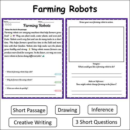 Farming Robots | Short Reading Comprehension Creative Worksheet