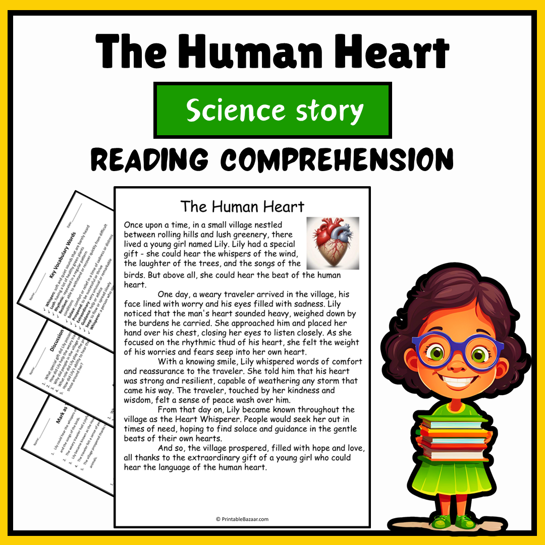 The Human Heart | Science Story Reading Comprehension Activity