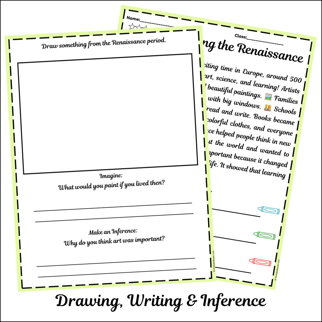 Life During the Renaissance | Short Reading Comprehension Creative Worksheet