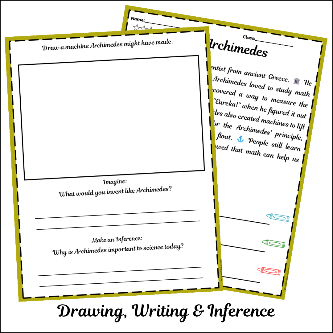Archimedes | Short Reading Comprehension Creative Worksheet