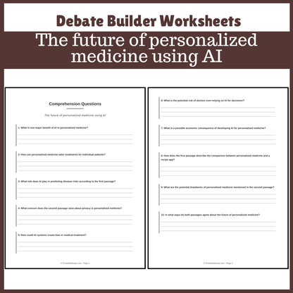 The future of personalized medicine using AI | Favour and Against Worksheet Printable Activity