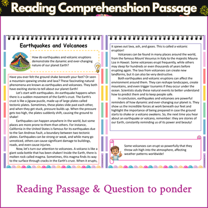 Earthquakes and Volcanoes | Reading Comprehension Passage and Questions