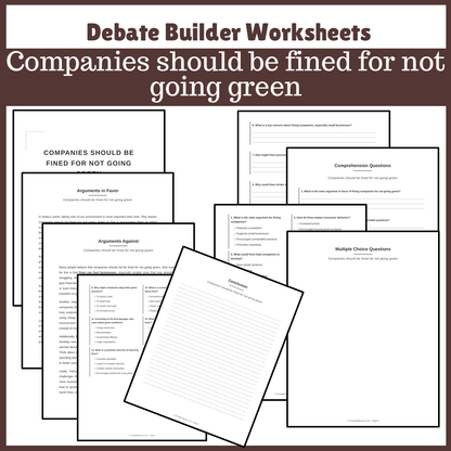 Companies should be fined for not going green | Favour and Against Worksheet Printable Activity