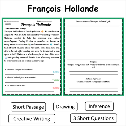François Hollande | Short Reading Comprehension Creative Worksheet