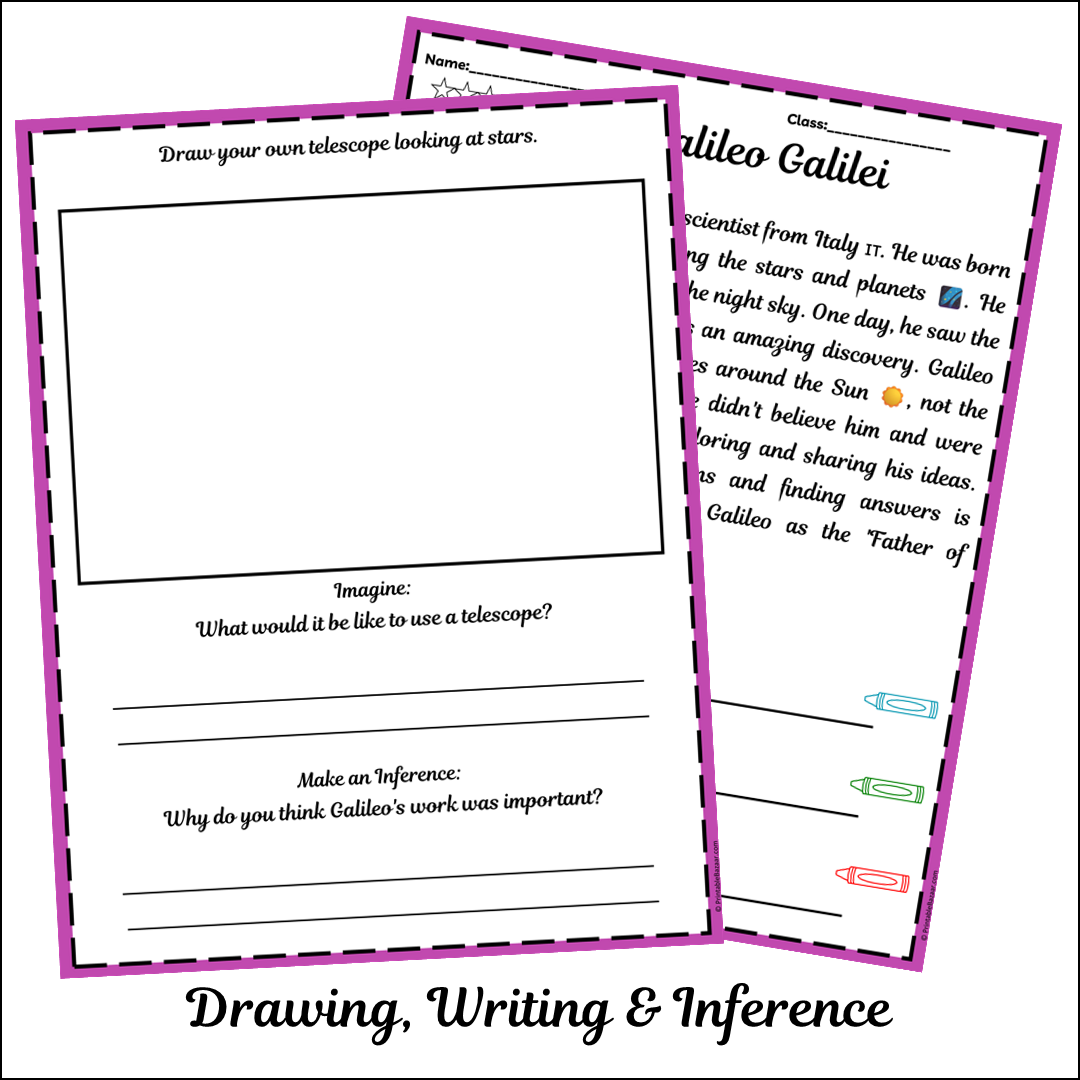 Galileo Galilei | Short Reading Comprehension Creative Worksheet