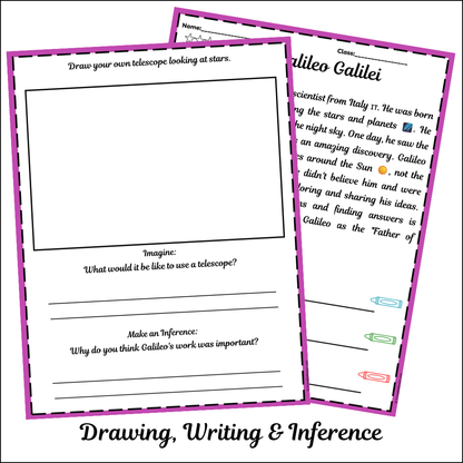Galileo Galilei | Short Reading Comprehension Creative Worksheet