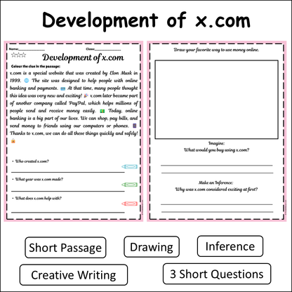 Development of x.com | Short Reading Comprehension Creative Worksheet