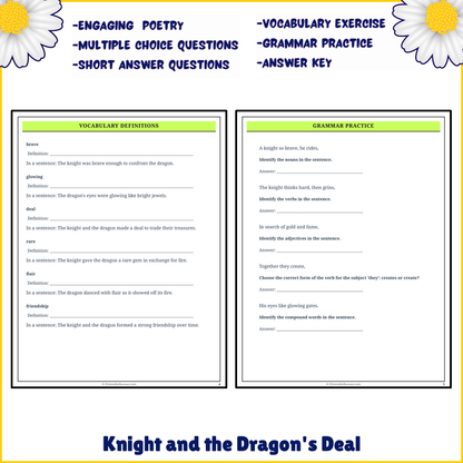 Knight and the Dragon's Deal | Poem Grammar Worksheet Printable Activity