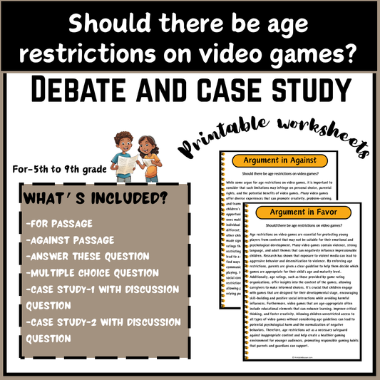 Should there be age restrictions on video games? | Debate Case Study Worksheet