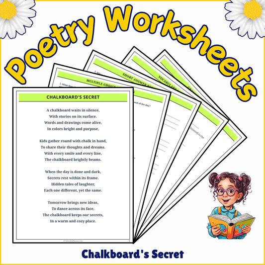 Chalkboard's Secret | Poem Grammar Worksheet Printable Activity