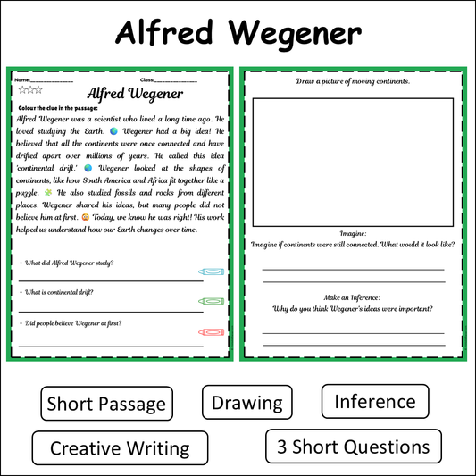 Alfred Wegener | Short Reading Comprehension Creative Worksheet