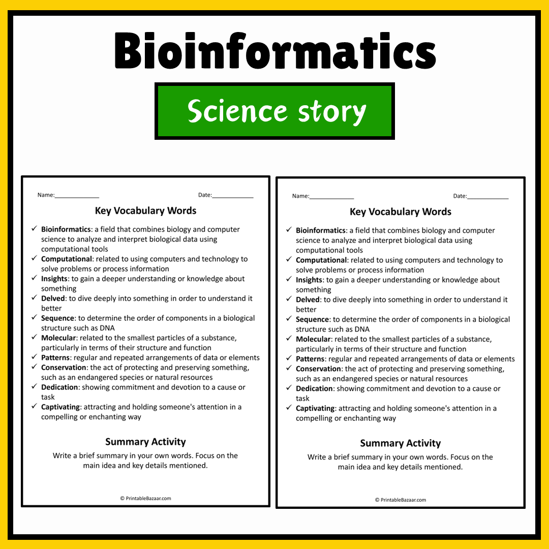 Bioinformatics | Science Story Reading Comprehension Activity