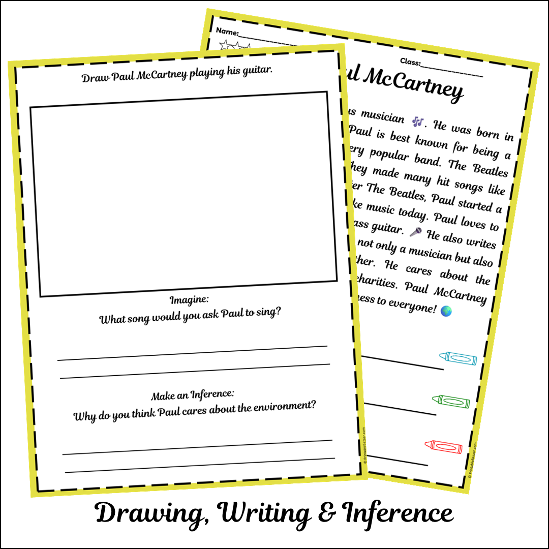 Paul McCartney | Short Reading Comprehension Creative Worksheet