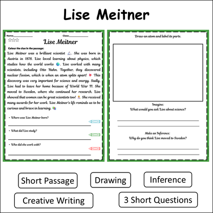 Lise Meitner | Short Reading Comprehension Creative Worksheet