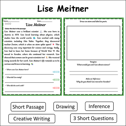 Lise Meitner | Short Reading Comprehension Creative Worksheet