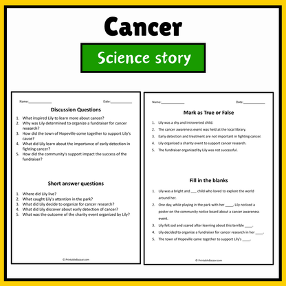 Cancer | Science Story Reading Comprehension Activity