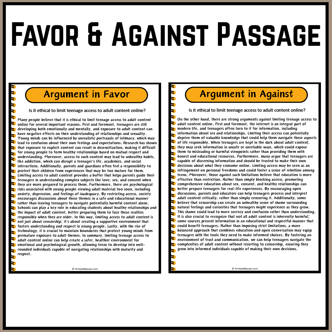 Is it ethical to limit teenage access to adult content online? | Debate Case Study Worksheet