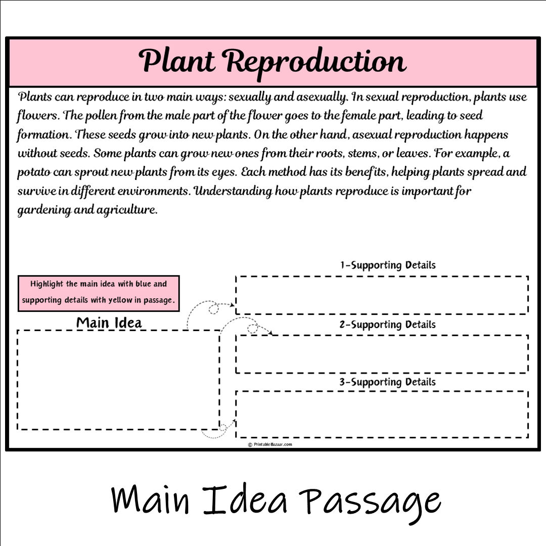 Plant Reproduction | Main Idea and Supporting Details Reading Passage and Questions