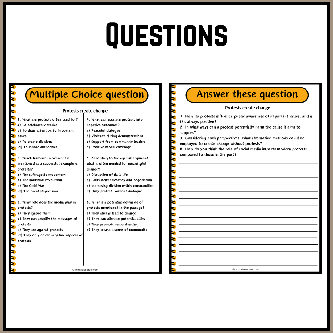 Protests create change | Debate Case Study Worksheet