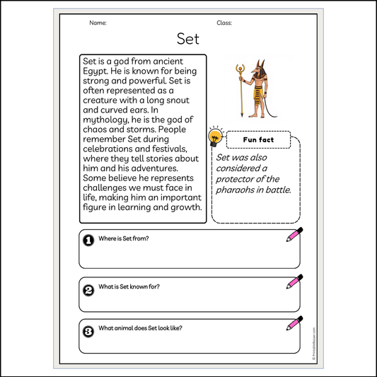 Set | Reading Passage Comprehension Questions Writing Facts Worksheet