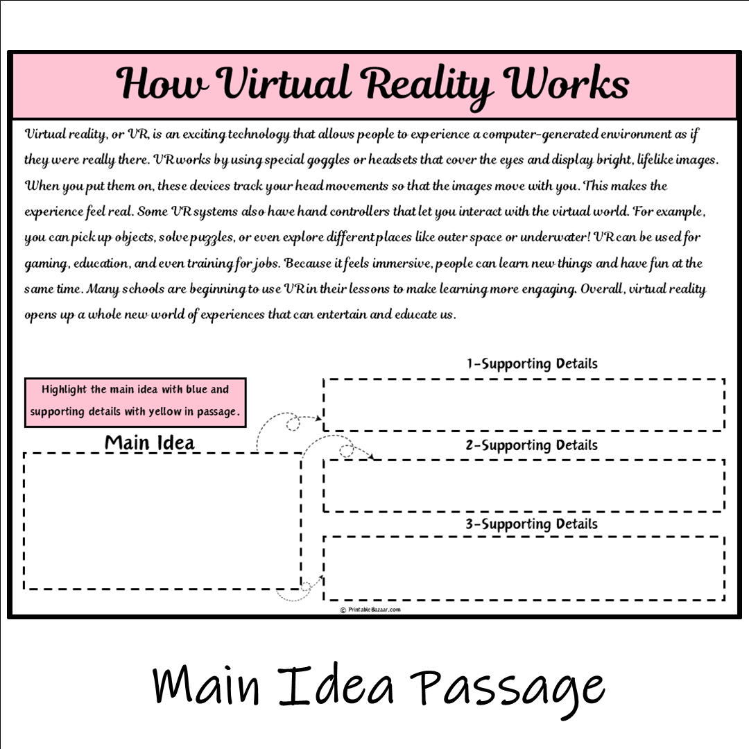 How Virtual Reality Works | Main Idea and Supporting Details Reading Passage and Questions