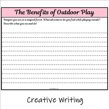 The Benefits of Outdoor Play | Main Idea and Supporting Details Reading Passage and Questions