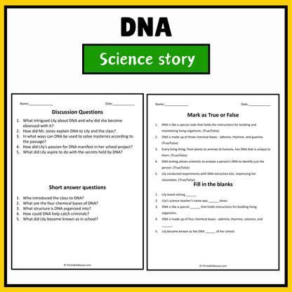 DNA | Science Story Reading Comprehension Activity